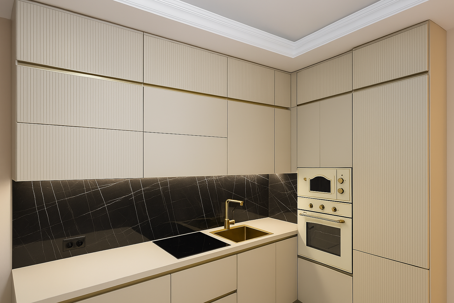 Кухня угловая классическая — Кремовая ваниль